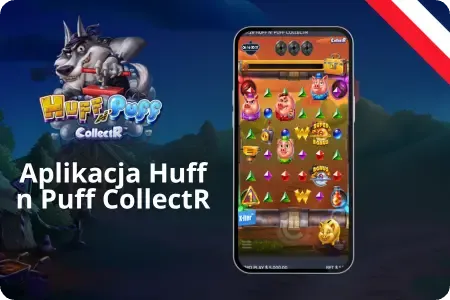 Aplikacja mobilna Huff n Puff CollectR – gra uruchomiona na smartfonie, Polska.